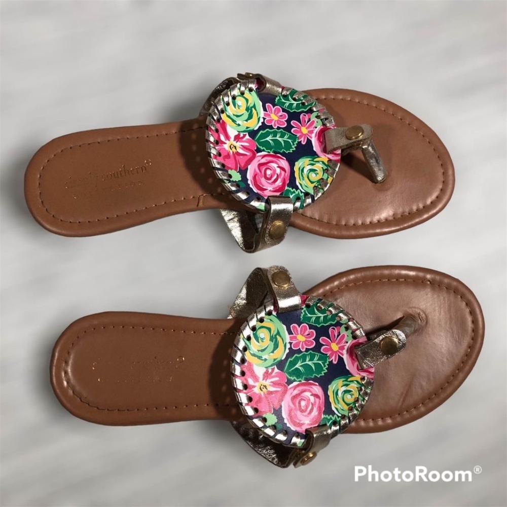 Simply Southern reversible floral flip flop Thong Sandals size 6 - Picture 10 of 10
